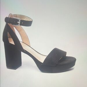 CL by Laundry Black Suede Open Toe Sandals